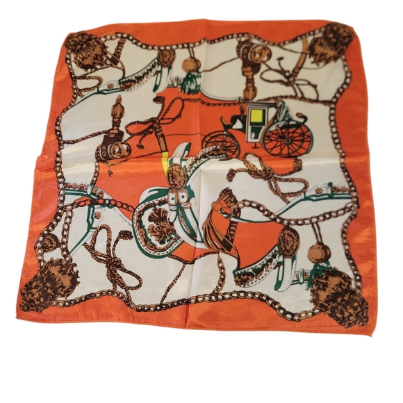 NWOT Scarf Orange Cream Brown Carriage - Picture 1 of 4